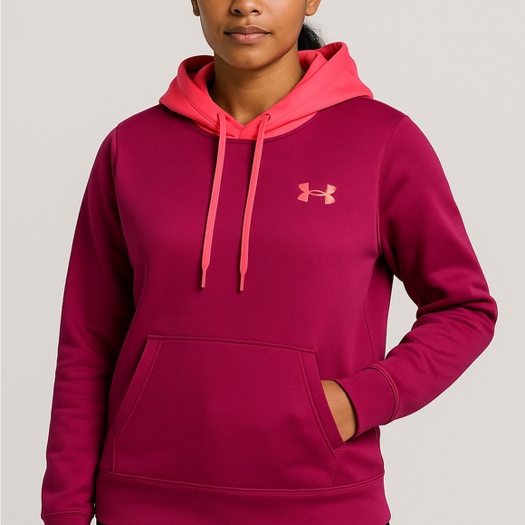 Under Armour Women's L Two-Tone Hoodie Pullover Fleece Lined Active Cozycore - Picture 1 of 10